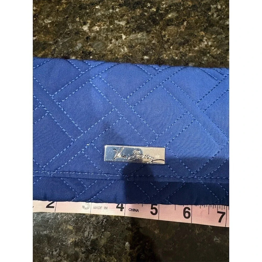 Vera Bradley Set of 2 Wallets Electric Blue Trifold + Black Zip ID Key